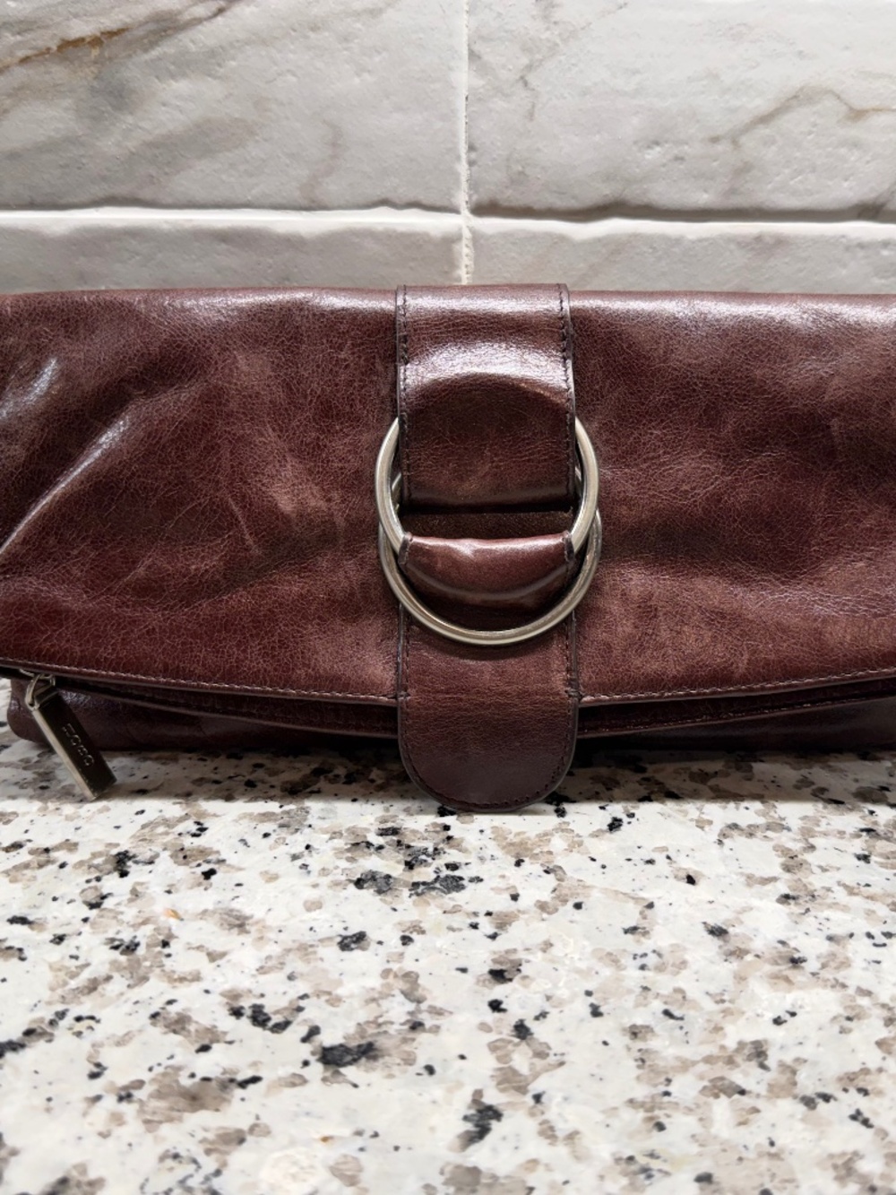 Hobo International Madeline Foldover Clutch w/Double Ring Buckle - Vintage Brown